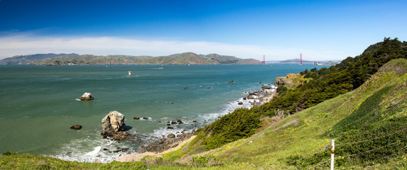 Pacific Ocean and Golden Gate Bridge from Land's End, San Francisco, California