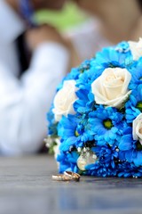 Rings of the bride and groom. Waiting for lovers.