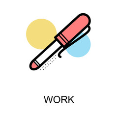 Work icon with pen on white background  illustration design.vector