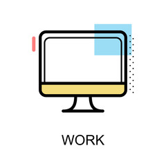 Work icon with computer on white background  illustration design.vector