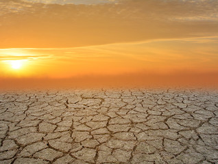 Drought land with sun shining