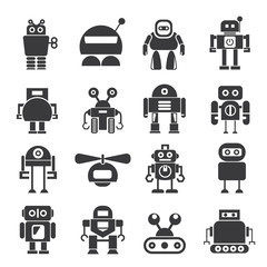 cute robot cartoon icons