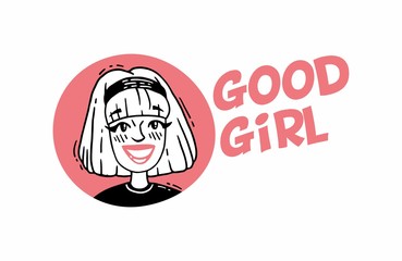 Logo happy blonde good girl pink