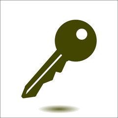 Key icon. Lock symbol. Security sign. Flat design style.