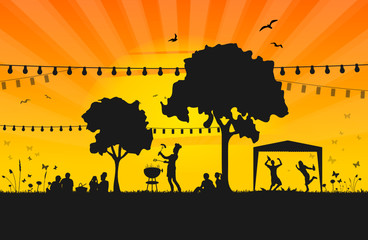 Silhouette Grillparty Picknick