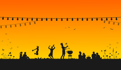 Silhouette Grillparty Picknick