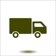 Delivery truck sign icon. Cargo van symbol. Shipments and free delivery. Flat style. Vector.