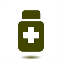 Fototapeta premium Drugs sign icon. Pack with pills. Flat design style. 