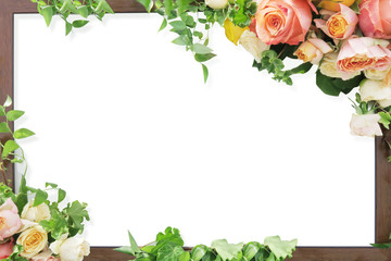 rose flower wooden frame