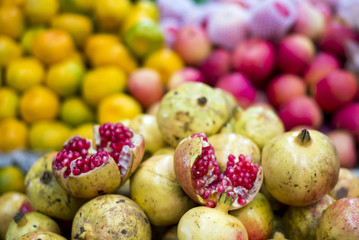 Colorful fruits in Chinese market