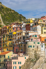 view of Manarola, a small resort town  on the territory of the Cinque Terre National Park