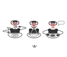 Kids manners. Good and bad manners, etiquette. Eating a lot. Table manners. Set of picture with eating girl. Full mouth of food and eating sausage. Elbows on the table. Funny flat vector style.