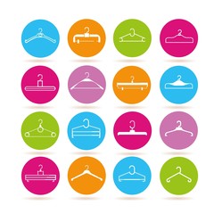 Fototapeta premium clothes hanger icons in colorful buttons