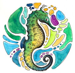 Watercolor seahorse © berdsigns