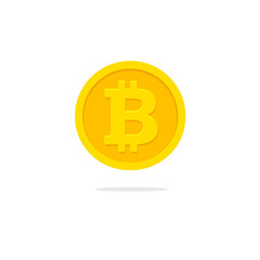 Bitcoin coin icon vector, flat cartoon cryptocurrency money isolated