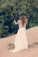 Back view of beautiful bride