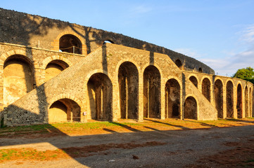 External stairway of the oldest known amphitheater - Pompeii, Campania, Italy