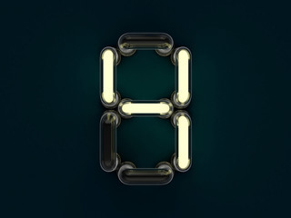 Neon tube number on dark background. 3D rendering