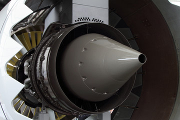 The exhaust nozzle of a modern aircraft engine.