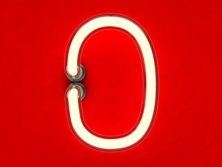 Neon tube number on dark background. 3D rendering