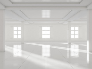 Fototapeta premium Abstract modern architecture background, empty white open space interior. 3D rendering