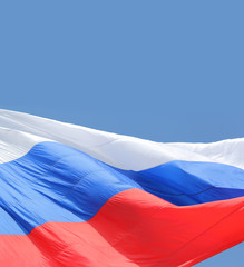 Flag russia in the wind symbol of the country