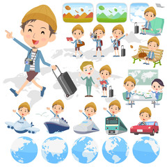 Jacket Short pants knit hat man travel