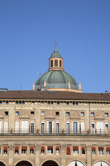Fototapeta premium Piazza Maggiore - Main Square with Santa Maria Church Dome