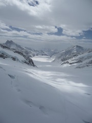 Fototapeta na wymiar ユングフラウヨッホから見るアレッチ氷河のある風景(スイス)