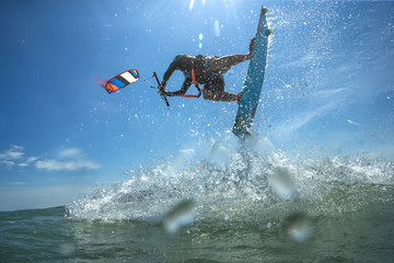 Kite surfing.