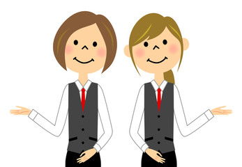 制服姿の女性　案内