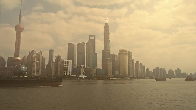 pollution of Shanghai,serious haze,Lujiazui Financial Center.
