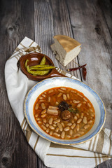 Stew of beans with chorizo and pork