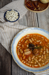 Stew of beans with chorizo and pork