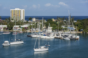 Fototapeta na wymiar Jachten in Montego Bay auf Jamaica.