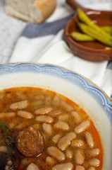 Stew of beans with chorizo and pork