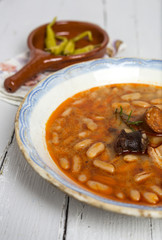 Stew of beans with chorizo and pork