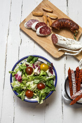 Assortment of sausages typical of Spain
