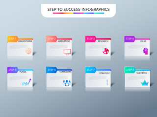 Successful business concept infographic template. Infographics with icons and elements.