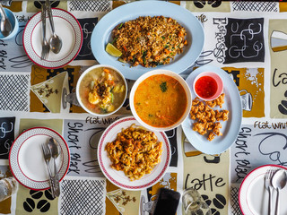 Thai food top view table