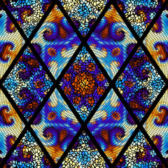 Seamless background pattern. Abstract geometric pattern of rhombuses with mosaics