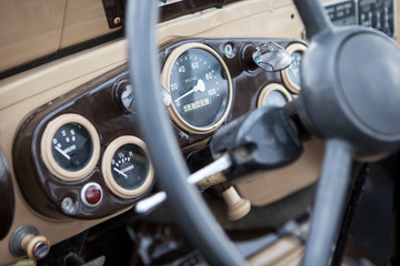 The instrument panel of a Soviet vintage car
