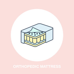Orthopedic mattress icon, line logo. Flat sign for ergonomic healthy sleeping.
