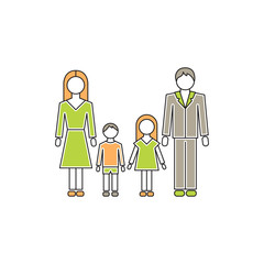 Family with children line icon