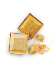 Golden shiny crushed eyeshadow for make up as sample of cosmetic product