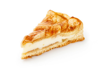 Slice of apple pie isolated on white