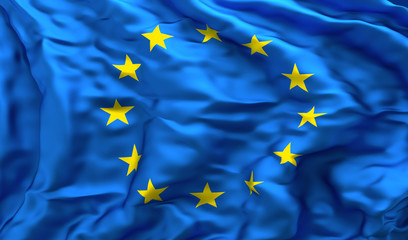 European flag in turbulent wind