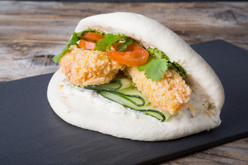 Chinese street food stuffed wrap