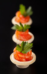 Canape with smoked salmon fish