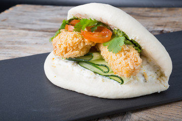 Chinese street food stuffed wrap